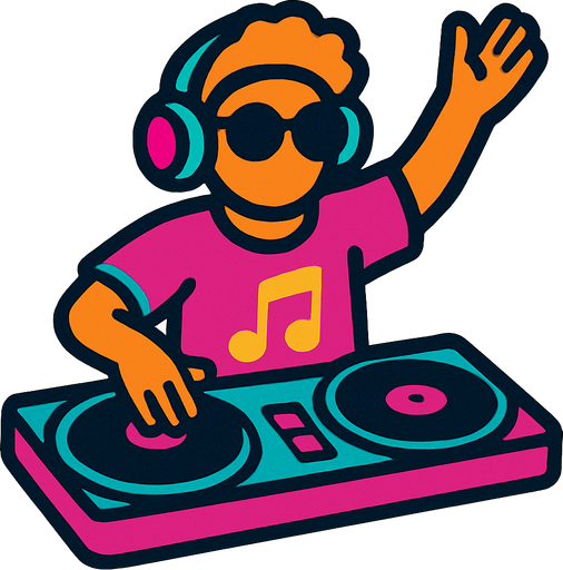 DJ ritmico.
In-Game asset.  2d.  High contrast.  No shadows