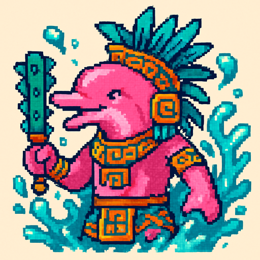 Generame un guerrero azteca con patrones, estilo pixelar, además será una Delfin Rosado con efectos de AGUA.
In-Game asset.  2d.  High contrast.  No shadows