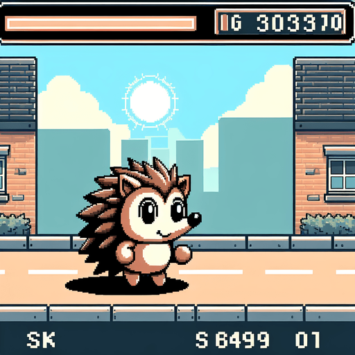a hedgehog on a street.
video game sprite