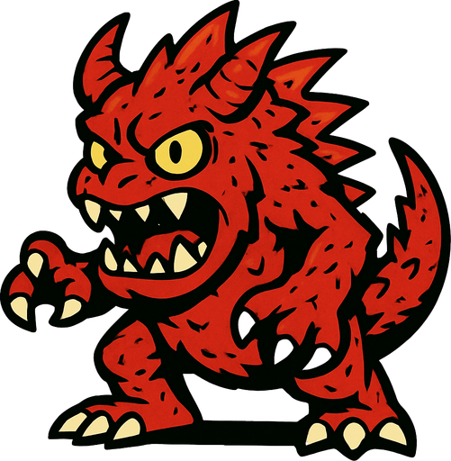 Red wild  monster.
In-Game asset.  2d.  High contrast.  No shadows