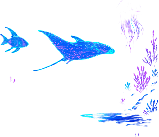 neon cyberpunk manga undersea landscape  oceanic holograms 3d deepsea seafloor underwater background scene large hd side platformer bg