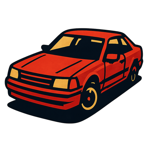 car parked at an angle.
In-Game asset.  2d.  High contrast.  No shadows