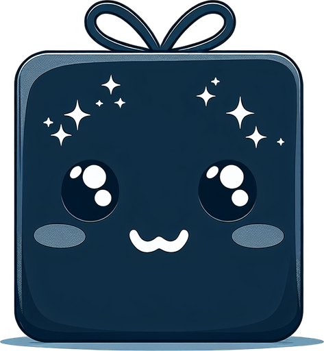 Perfectly square dark blue Christmas decoration. Cartoon. Cute art style. With face.