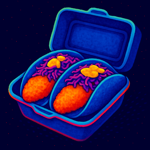 Two fish tacos in a to go box.