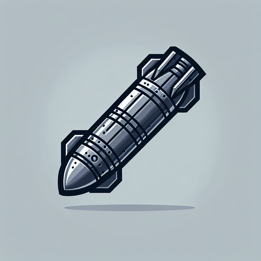 missile.
Single Game Texture.  In-Game asset.  2d.  Blank background.  High contrast.  No shadows