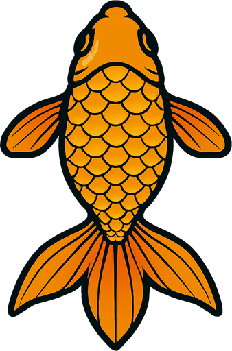 a gold fish seen from top to bottom.
In-Game asset.  2d.  High contrast.  No shadows