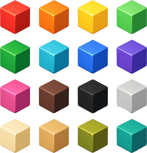 Pack of different 3D cube, Different colors, HD colors..
In-Game asset.  High contrast.  No shadows. 3D