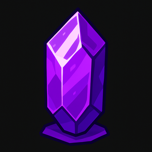 a purple crystal.
In-Game asset.  2d.  High contrast.  No shadows