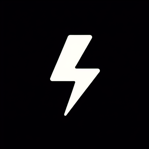 plain white lightning icon. black background