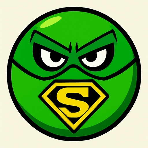 A green super hero ball.
In-Game asset.  High contrast.  No shadows