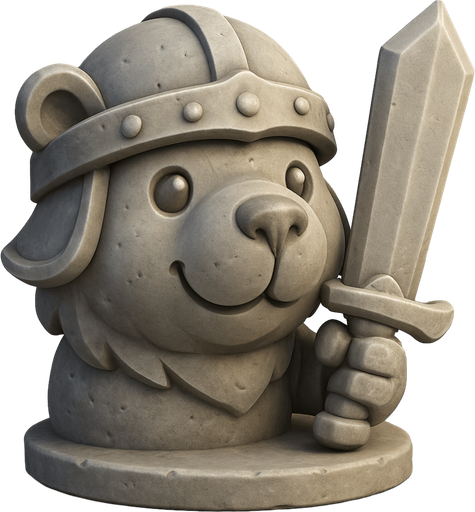 Recrealo en una escultura. Utiliza un estilo cartoon. Usas colores grises.