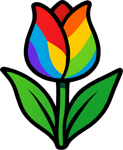 Rainbow tulip.
In-Game asset.  2d.  High contrast.  No shadows