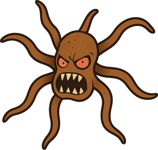 ahtapot şekilli canavar olsun. No background. Transparent background. Blank background. No shadows. 2d. In-Game asset. flat