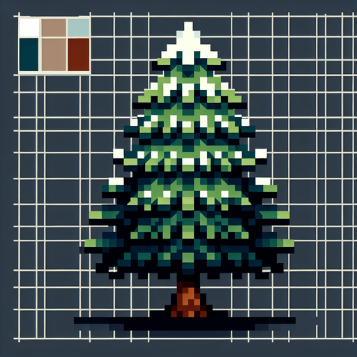 A christmas tree. Pixelart. Single Game Texture. In-Game asset. 2d. Blank background. High contrast. No shadows.
