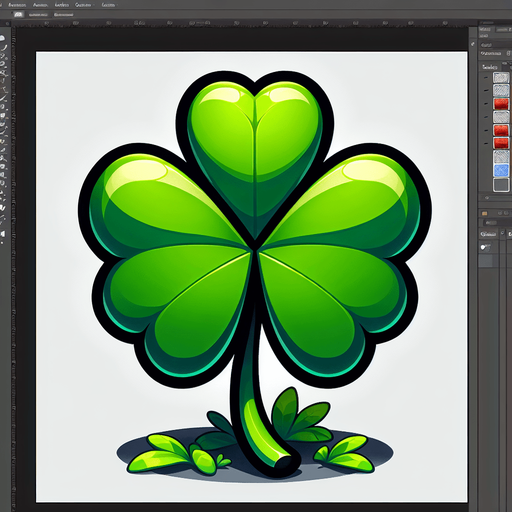 One Clover.
Single Game Texture.  In-Game asset.  2d.  Blank background.  High contrast.  No shadows