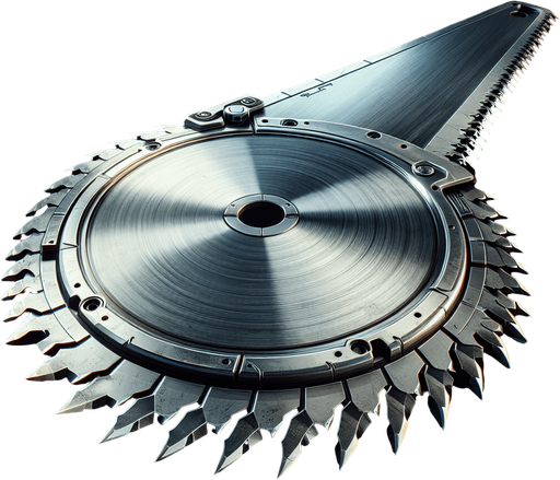 a roundsaw.
In-Game asset. Blank background. High contrast.