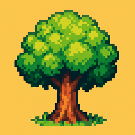 Tree pixel art.
In-Game asset.  2d.  High contrast.  No shadows