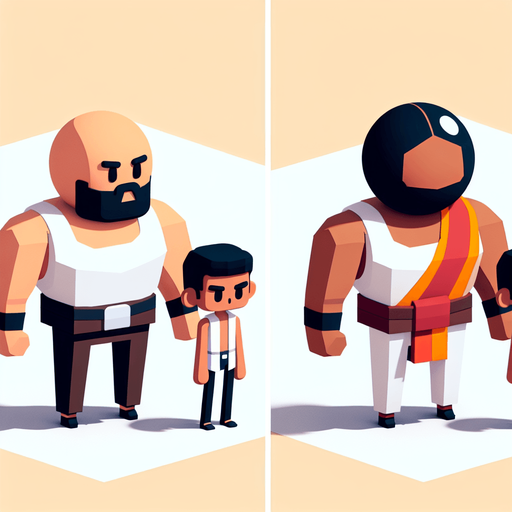 Fat obese Man, next to skinny man. Ball for head. Cartoon 3d. Flat. Clipart  high-detail. In-Game asset. 2d. Blank background. High contrast. No shadows.