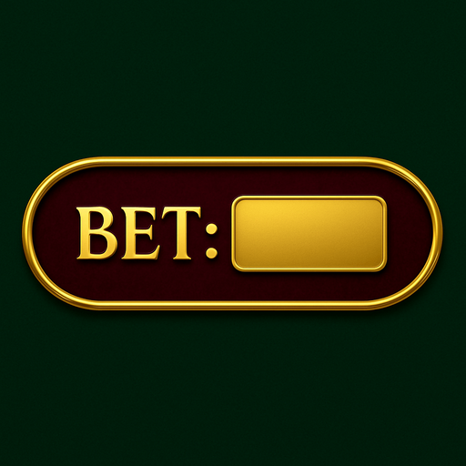"Crea un asset visual para un panel de visualización del 'BET' actual del jugador en la mesa de Blackjack.

Objetivo: Un espacio claro y elegante para mostrar la cantidad apostada, integrado en la interfaz de la mesa de Blackjack, coherente con el lujo del casino.

Diseño:

Forma: Un panel rectangular horizontal o un óvalo alargado, con bordes suaves o un diseño elegante.

Material/Textura: Acabado metálico pulido (dorado, plateado) o un fondo de terciopelo oscuro (negro, rojo vino, azul noche).

Texto Fijo: La palabra 'BET:' debe estar claramente visible en el panel, en una tipografía limpia, legible y de estilo casino.

Espacio para el Valor: Debe haber un espacio claro y destacado junto a la palabra 'BET:' para que el valor numérico de la apuesta pueda ser insertado dinámicamente.

Color del Texto Fijo: Dorado brillante, blanco puro o un color que contraste bien con el fondo del panel.

Color del Valor: Un color que destaque y sea fácil de leer (podría ser el mismo que el texto fijo.
In-Game asset.  2d.  High contrast.  No shadows
