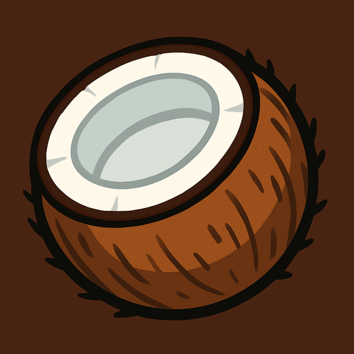 Coconut.
In-Game asset.  2d.  High contrast.  No shadows