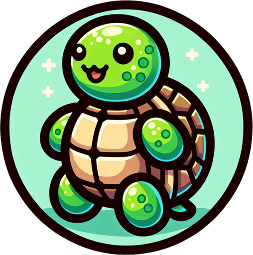 Turtle.
Single Game Texture.  In-Game asset.  2d.  Blank background.  High contrast.  No shadows