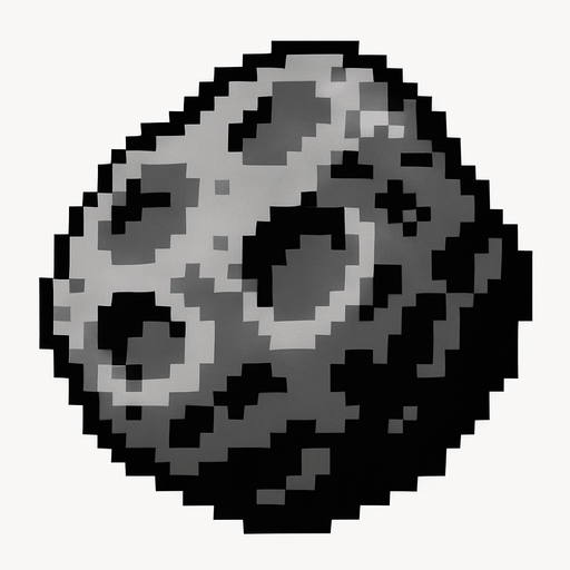 A BIG GRAY ASTEROID.
In-Game asset.  2d.  High contrast.  No shadows. Retro 8bt