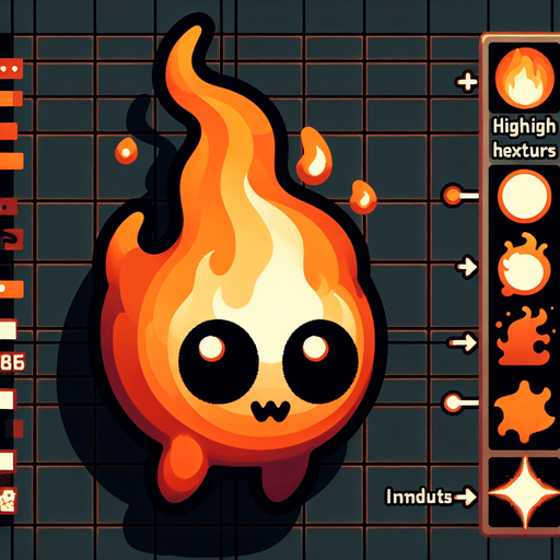 fire with eyes and mouth.
Single Game Texture.  In-Game asset.  2d.  High contrast.  No shadows