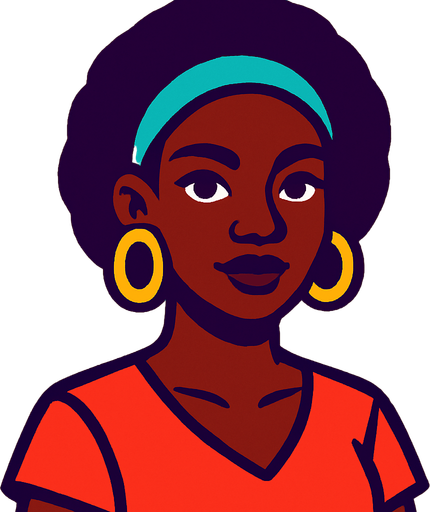 Femme de couleur.
In-Game asset.  2d.  High contrast.  No shadows