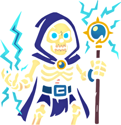 Iskeleten Elektirik buycusu.
In-Game asset.  2d.  High contrast.  No shadows