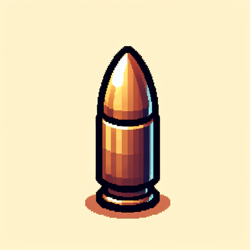 create a small bullet projectile.
Single Game Texture. In-Game asset. 2d. Blank background. High contrast. No shadows.