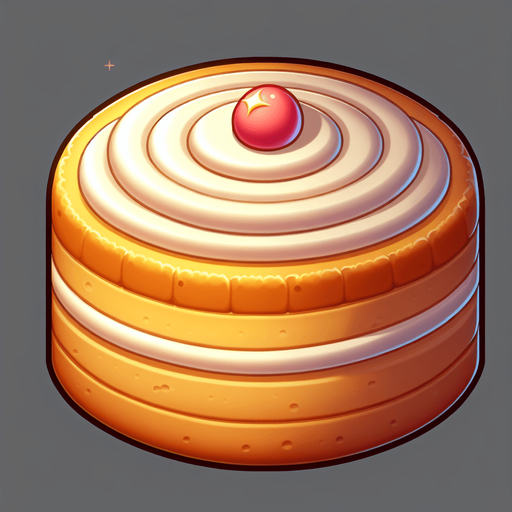 une patisserie (gâteau) simple.
Single Game Texture.  In-Game asset.  2d.  Blank background.  High contrast.  No shadows