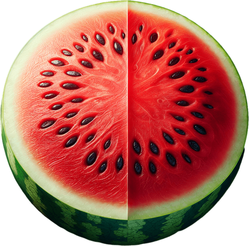 cut watermelon.
Single Game Texture. In-Game asset. 2d. Blank background. High contrast. No shadows.