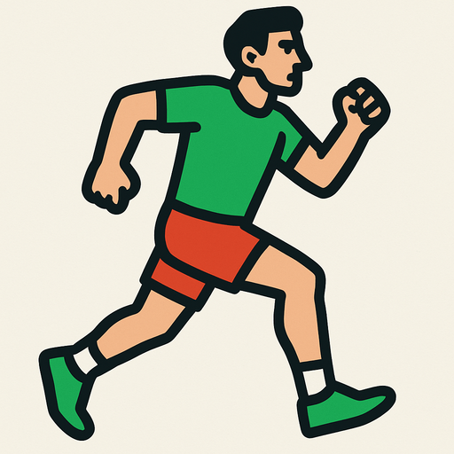 runner with a green shirt.
In-Game asset.  2d.  High contrast.  No shadows