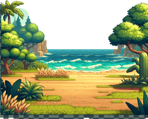 Cool scenic view.
Single Game Texture. In-Game asset. 2d. Blank background. High contrast. No shadowcs.