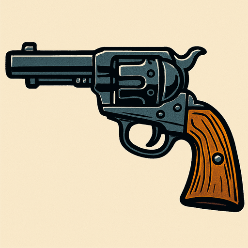 a western revolver.
In-Game asset.  High contrast.  No shadows