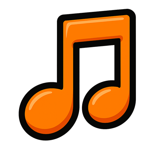 music nota orange.
In-Game asset.  2d.  High contrast.  No shadows
