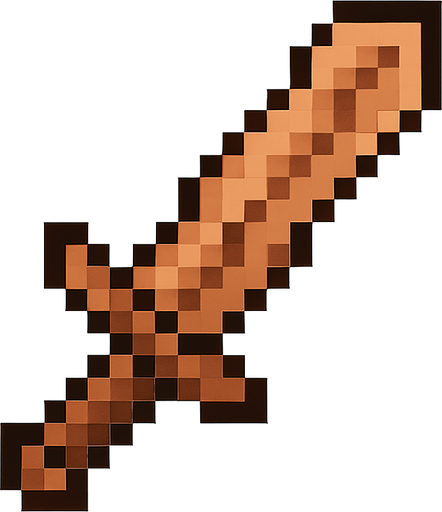 espada de madera pixart.
In-Game asset.  2d.  High contrast.  No shadows