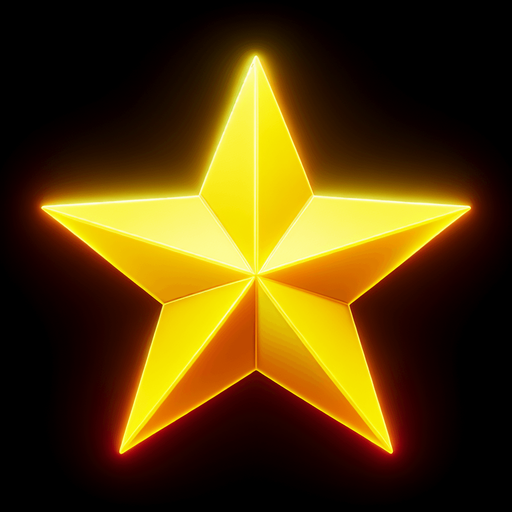 simple yellow rating star.
Modern video game style