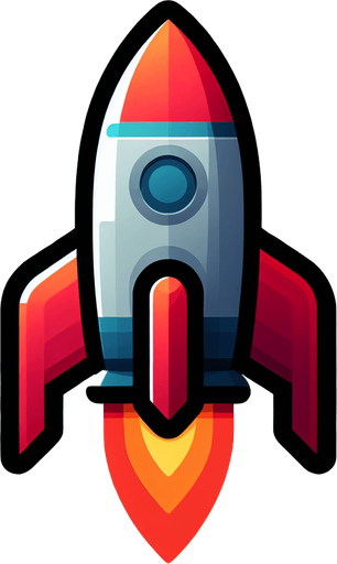 Ракета.
Single Game Texture. In-Game asset. 2d. Blank background. High contrast. No shadows.