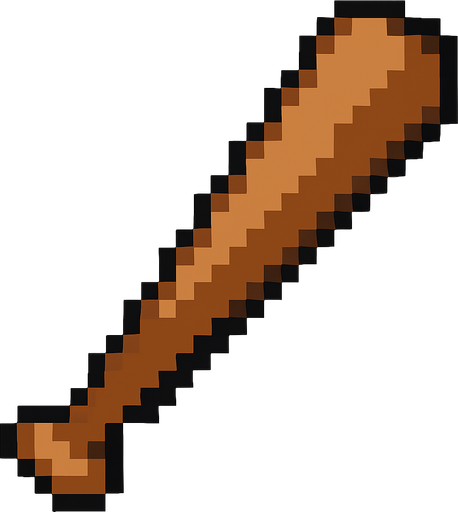 Quiero qie sea como un bate de béisbol de color cafe, en estilo 32 bits.
In-Game asset.  2d.  High contrast.  No shadows
