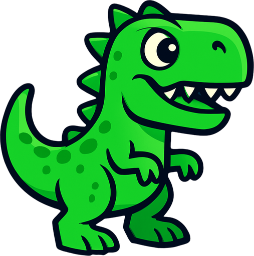 Bir dinazor oluştur yeşil.
In-Game asset.  High contrast.  No shadows