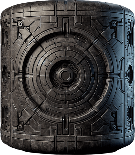 Sci-fi Vault dark Concrete wall texture 2d.
Single Game Texture. In-Game asset. 2d. Blank background. High contrast. No shadows.