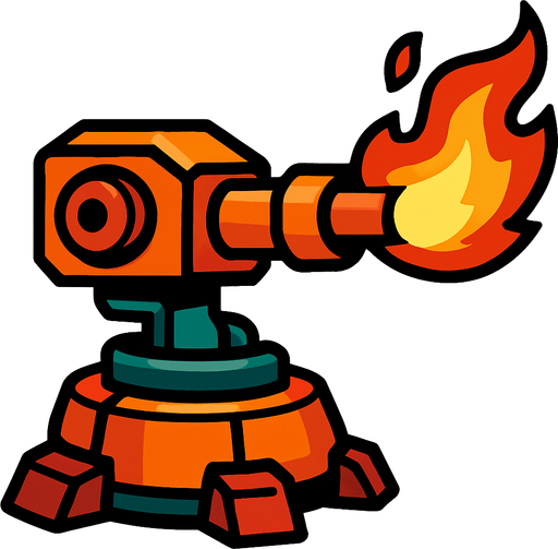 Flame thrower turret.
In-Game asset.  2d.  High contrast.  No shadows