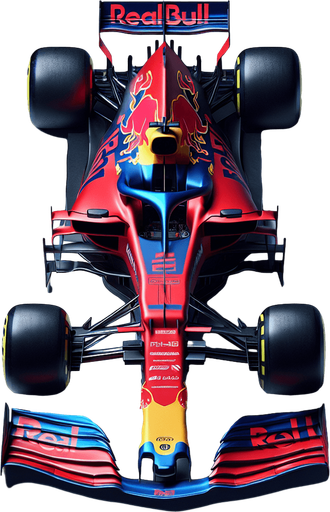 Photorealistic RedBull f1 car top view. 
Replace RedBull text to RealBull text.