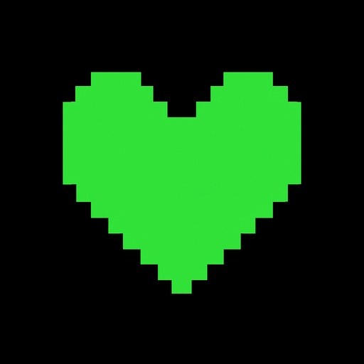 Green Heart Undertale.
In-Game asset.  2d.  High contrast.  No shadows