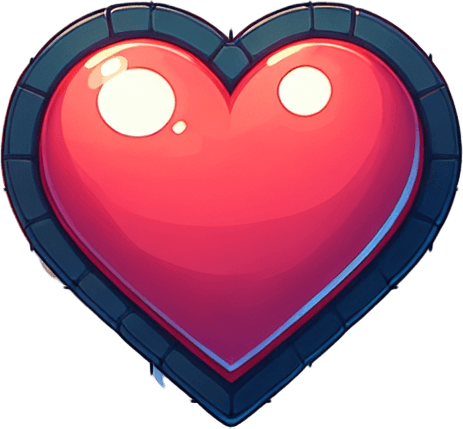 heart.
Single Game Texture. In-Game asset. 2d. Blank background. High contrast. No shadows.