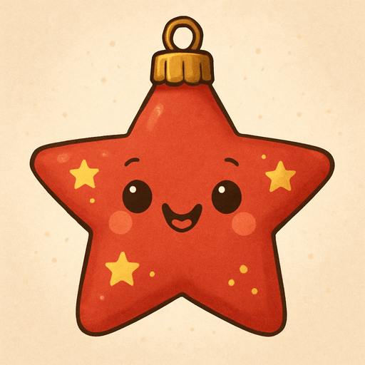 Perfectly star red Christmas decoration. Cartoon. Cute art style