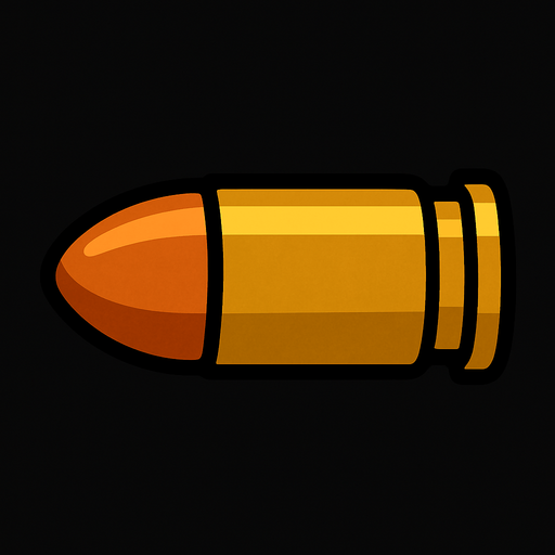 2d revolver bullet.
In-Game asset.  2d.  High contrast.  No shadows