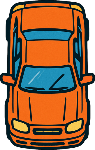 Up view car.
In-Game asset.  2d.  High contrast.  No shadows