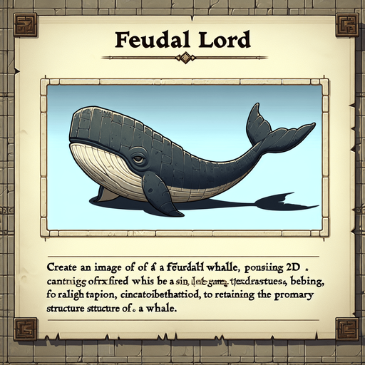殿様鯨.
Single Game Texture. In-Game asset. 2d. Blank background. High contrast. No shadows.